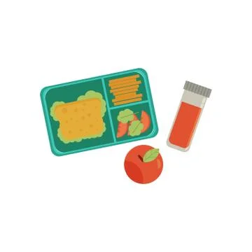 Vector lunchbox with snacks, vegetables and drink イラスト素材