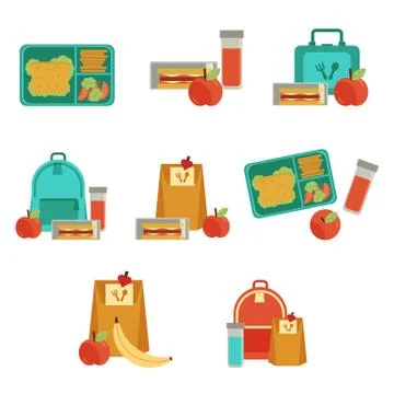 Vector lunchbox with snacks, vegetables set イラスト素材