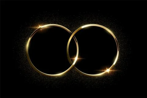 Vector luxury design element. Two overlapping golden rings with glitter isolated Stock Illustration