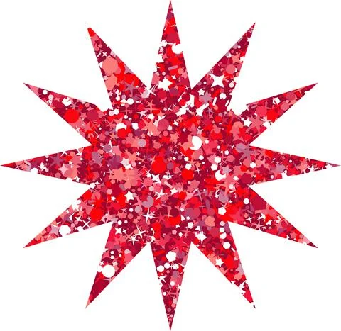 Vector luxury glitter red star. Rating, award and insignia. Illustrazione stock