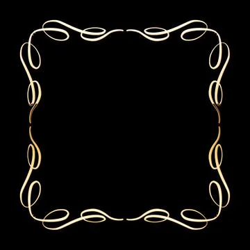 Vector luxury golden calligraphic frame for text. Simple elegant shiny design Stock Illustration