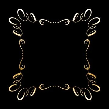 Vector luxury golden calligraphic frame for text. Simple elegant shiny design Stock Illustration