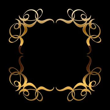 Vector luxury golden calligraphic frame for text. Simple elegant shiny design Stock Illustration