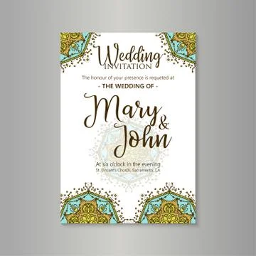 Vector luxury wedding invitation with mandala Stock Illustration