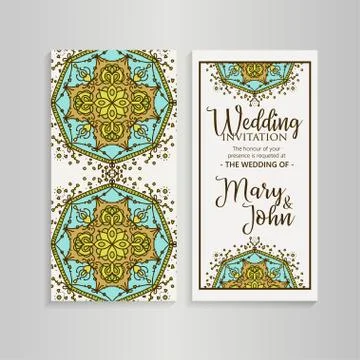 Vector luxury wedding invitation with mandala Stock Illustration