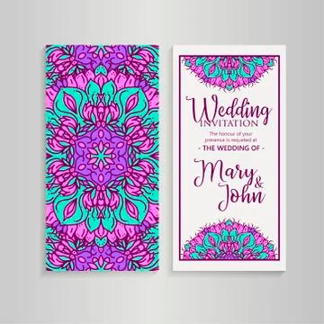 Vector luxury wedding invitation with mandala Stock Illustration