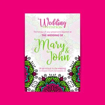 Vector luxury wedding invitation with mandala yoga template Illustrazione stock