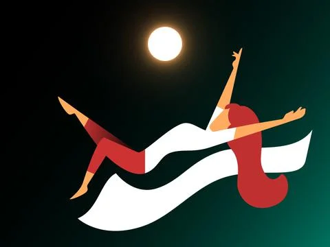 Vector lying girl in gradient style. Editable illustration Stock Illustration