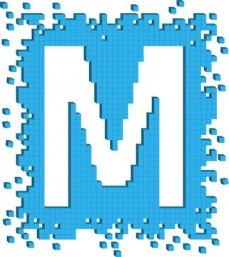 Vector M alphabet sign shaped with blue color three dimensional cubes Illustrazione stock