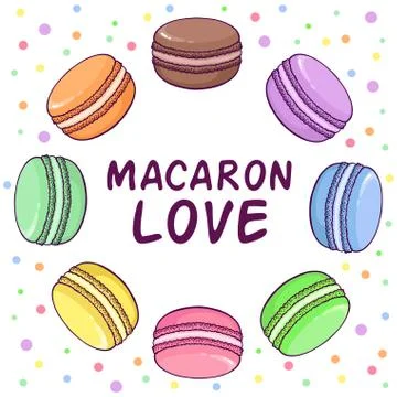 Vector macaroon illustration in round shape. Stock Illustration