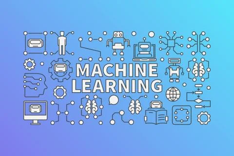 Vector Machine learning banner or illustration 스톡 일러스트