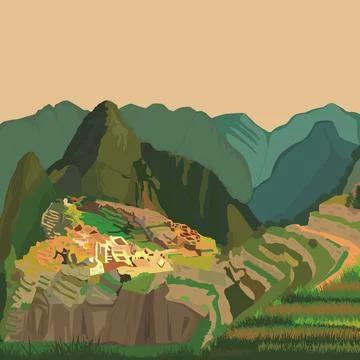Vector machu picchu cuzco. Stock Illustration