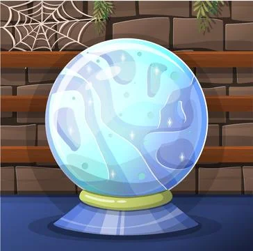Vector magic fortune sphere glass ball. Witchy Magic Crystal Ball, Fortune Stock Illustration