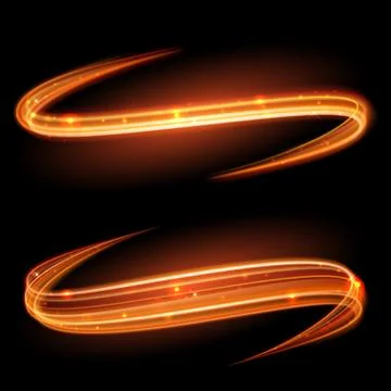 Vector magic glowing light swirl trail. Glitter fire spark wave. Stock Illustration