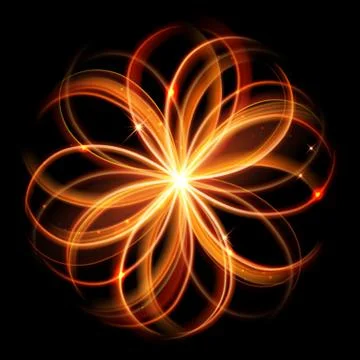 Vector magic glowing light swirl trail. Glitter fire spark wave. Ilustración de archivo