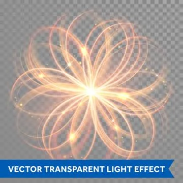 Vector magic glowing light swirl trail. Glitter fire spark wave. Ilustración de archivo