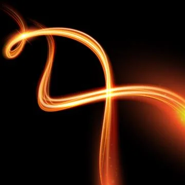 Vector magic glowing spark swirl trail. Bokeh glitter light wave. Ilustración de archivo