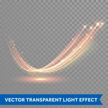Vector magic glowing spark swirl trail. Bokeh glitter light wave. Ilustración de archivo