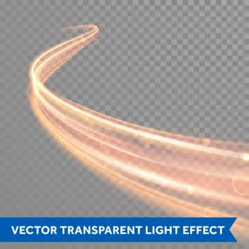 Vector magic glowing spark swirl trail. Bokeh glitter light wave. Ilustración de archivo