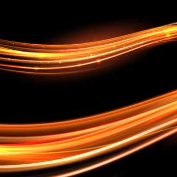 Vector magic glowing spark swirl trail. Bokeh glitter light wave. Stock Illustration