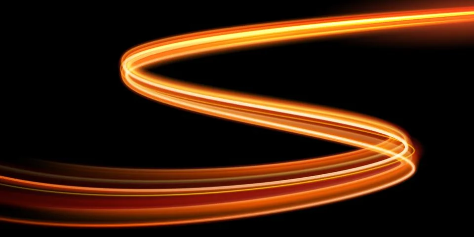 Vector magic glowing spark swirl trail. Bokeh glitter light wave. Stock Illustration