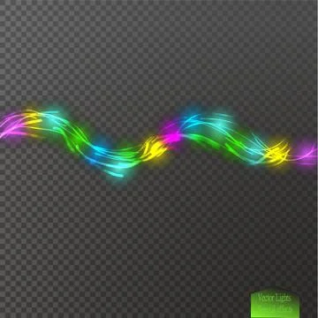 Vector magic glowing swirl trail transparent light effect. Bright shine wavy Illustrazione stock