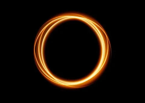 Vector magic gold circle frame. Fire Hole. Glowing fire ring trace Stock Illustration