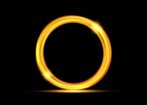 Vector magic gold circle. Glowing fire ring trace. Golden swirl trail effect Illustrazione stock
