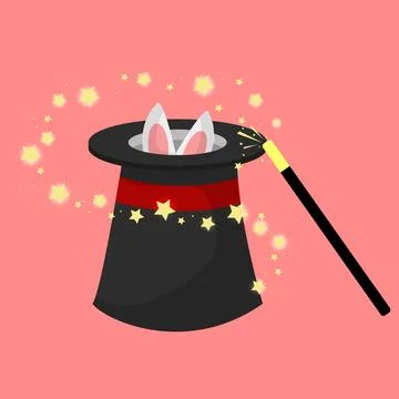 Vector Magic Hat with Bunny Illustration. Stock Illustration