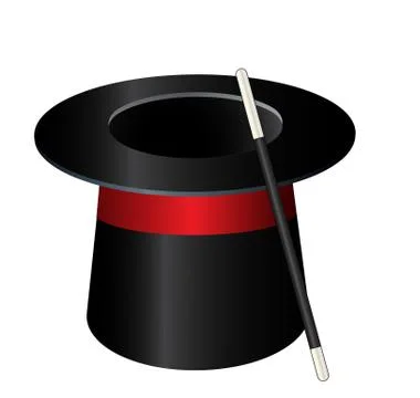 Vector magic hat cylinder with wand Stock Illustration