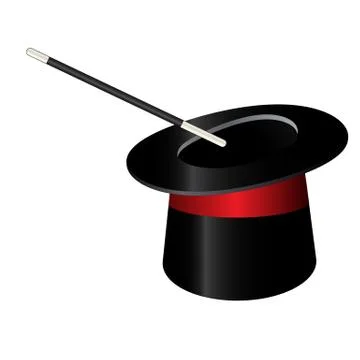 Vector magic hat cylinder with wand Stock Illustration