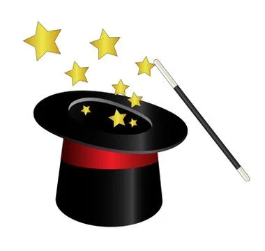 Vector magic hat cylinder with wand Stock Illustration