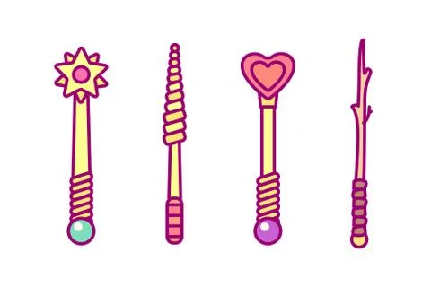 Vector magic wand objects set Stock Illustration