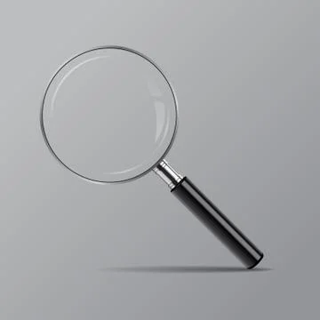 Vector magnifier isolated on grey background. Stock Illustration