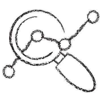 Vector magnifying glass over a data graph icon Stock Illustration