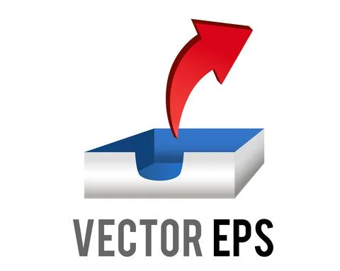 Vector mail, document paper tray icon with red up arrow for email outbox 스톡 일러스트