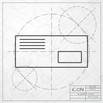 Vector mail icon. Epsclassic blueprint of0 Stock Illustration
