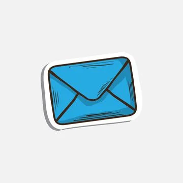 Vector mail icon Vector mail icon in doddle style with shadow over white C... Stock Photos