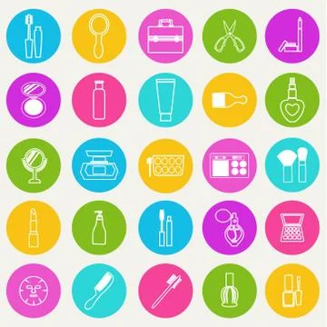 Vector makeup cosmetic silhouettes set icon Stock Illustration