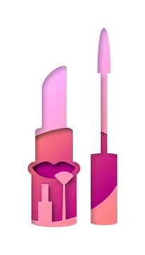 Vector makeup in paper art style Stock Illustration