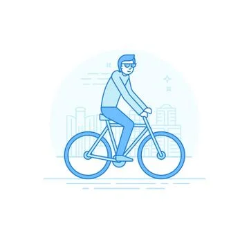 Vector male character in flat linear style Stock Illustration