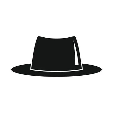 Vector male hat black simple icon isolated on white background Illustrazione stock