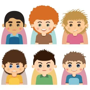 Vector Male man character faces avatars Illustrazione stock