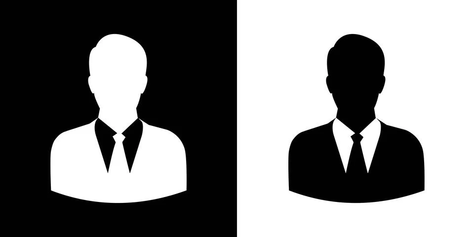 Vector male user icon. Two-tone version on black and white background Stock Illustration