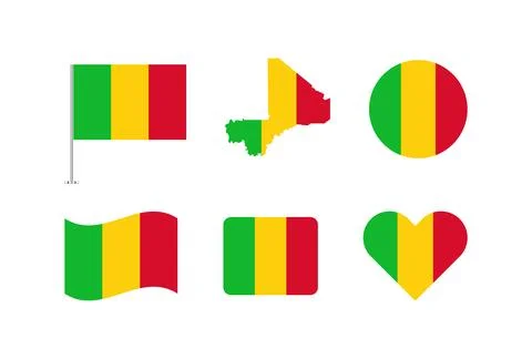 Vector Mali flag. Set of Mali Flags Collection. Stock Illustration