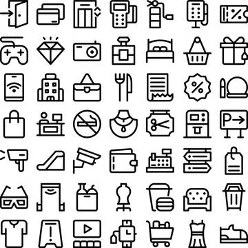 Vector of Mall Icon Set. Perfect for user interface, new application. Stock Illustration