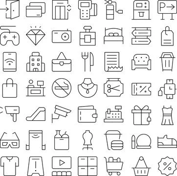 Vector of Mall Icon Set. Perfect for user interface, new application. Stock Illustration