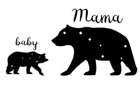 Vector Mama Bear and Baby Bear Stock Illustration