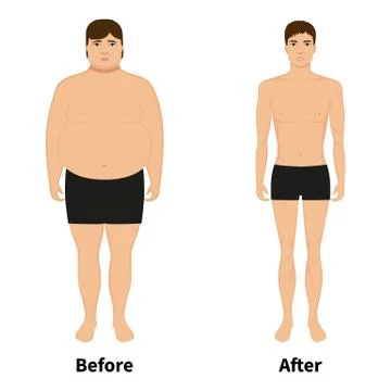 Vector man before and after weight loss Stock Illustration