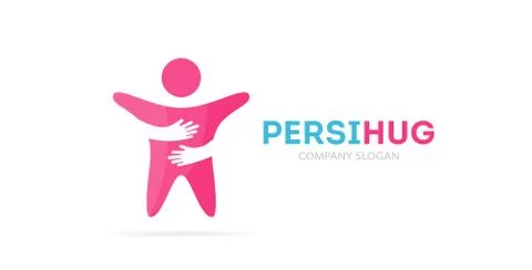 Vector man and hands logo combination. Human and embrace symbol or icon. Unique Stock Illustration